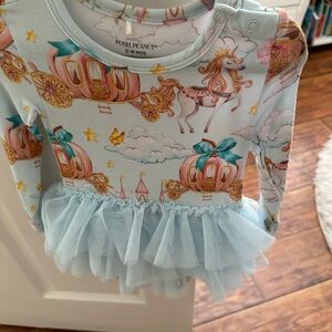 Posh Peanut Pastel blue bodysuit with tulle